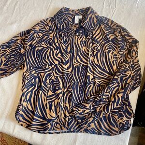 Joie Blue and Tan Patterned Blouse